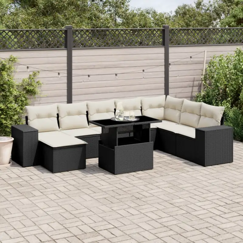Zwart materiaal loungeset met gepoedercoat staal voor tuin of terras