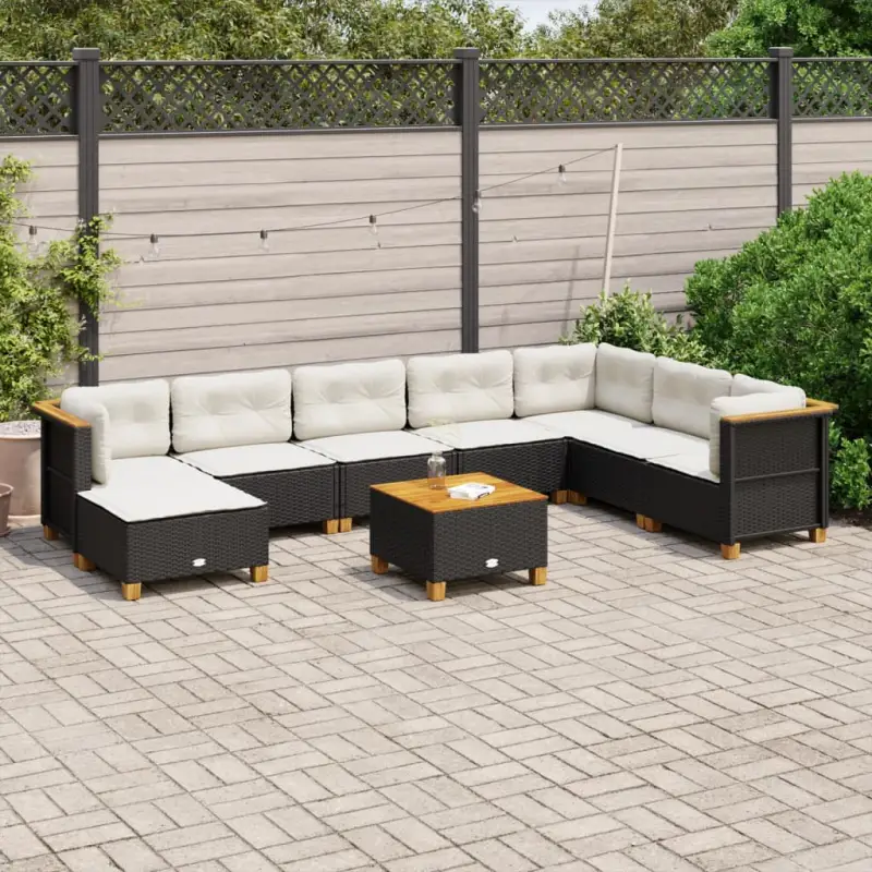 Zwart materiaal loungeset met natuurlijke olieafwerking en ideale afmetingen