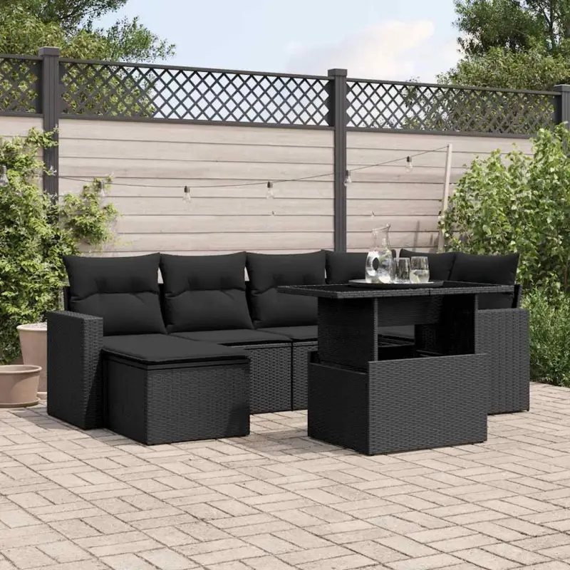 Zwart materiaal loungeset van gepoedercoat staal met afmetingen