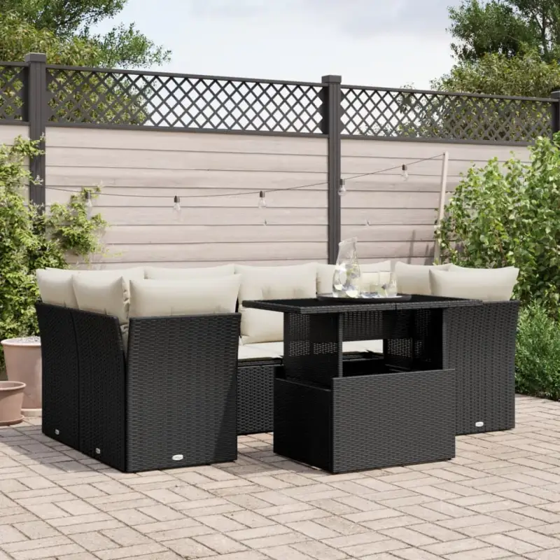 Zwart materiaal loungeset van gepoedercoat staal voor tuin of terras