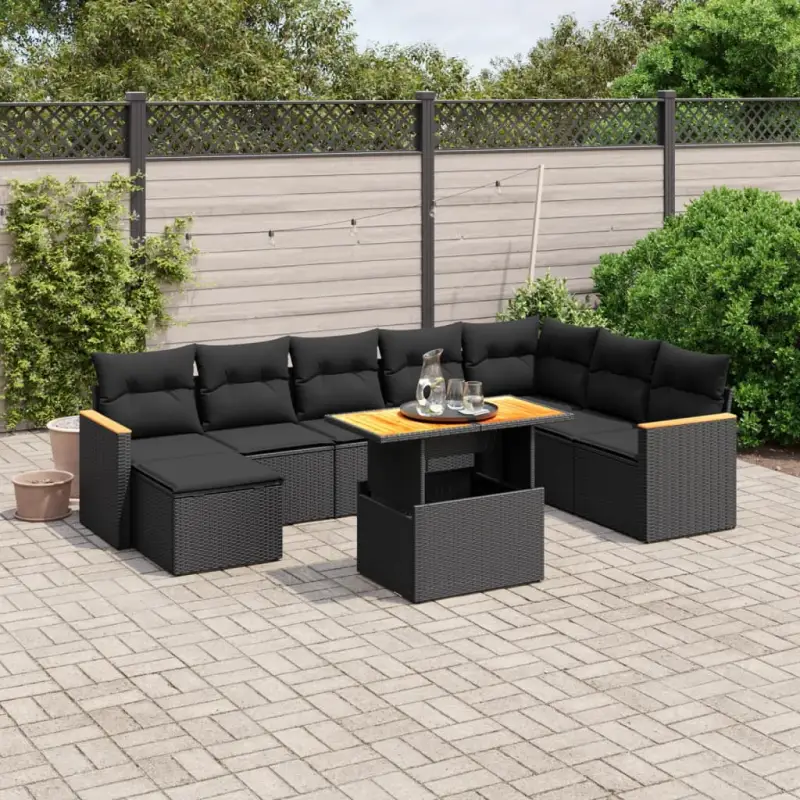 Zwart materiaal tuinset met gepoedercoat staal voor buitencomfort