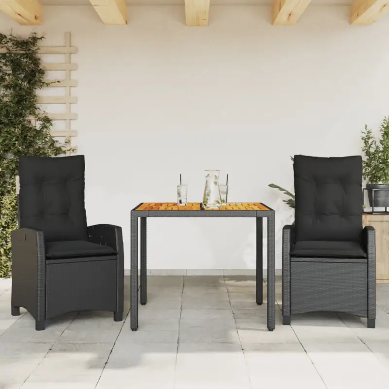 Zwart materiaal tuinset met poly rattan en eenvoudig schoon te maken