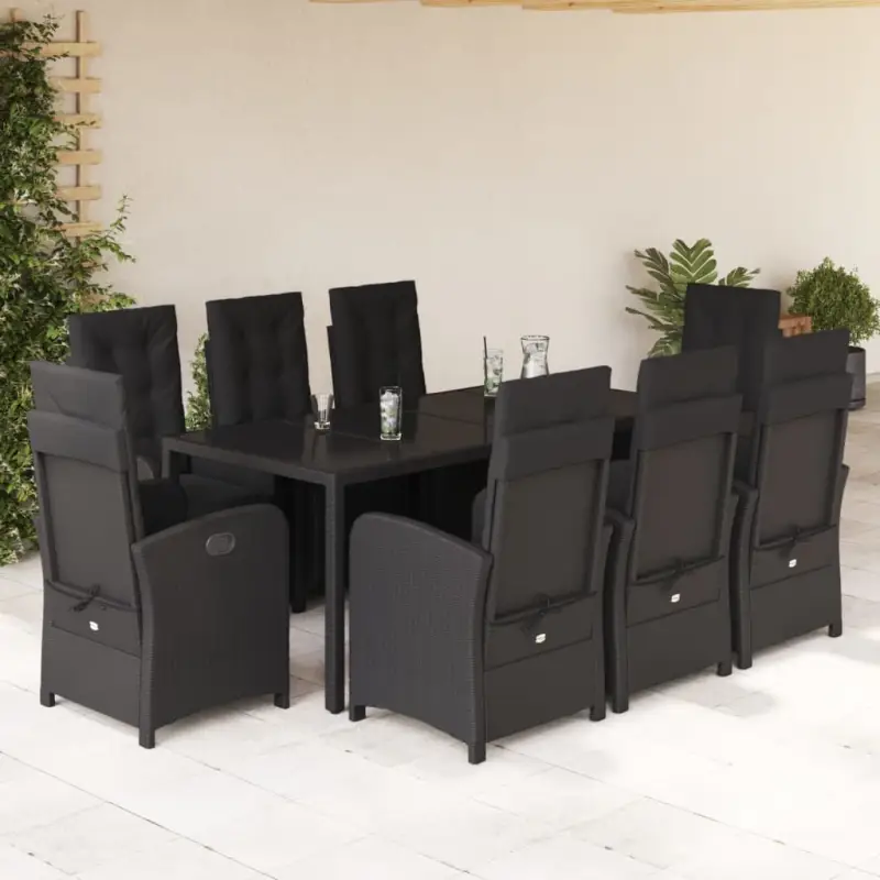 Zwart materiaal tuinset met poly rattan, gemakkelijk schoon te maken