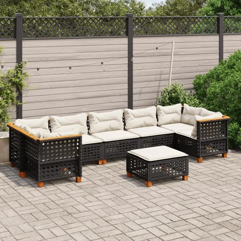 Zwart materiaal tuinsets met natuurlijke olieafwerking en afmetingen