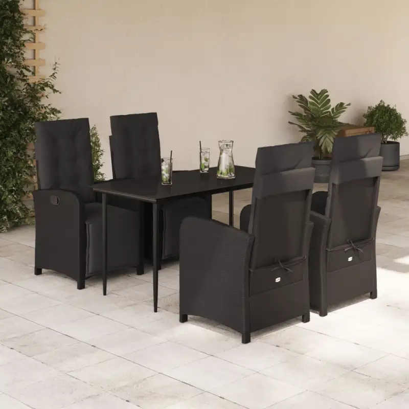 Zwart materiaal tuinstoelen met poly rattan en gemakkelijk schoon te maken