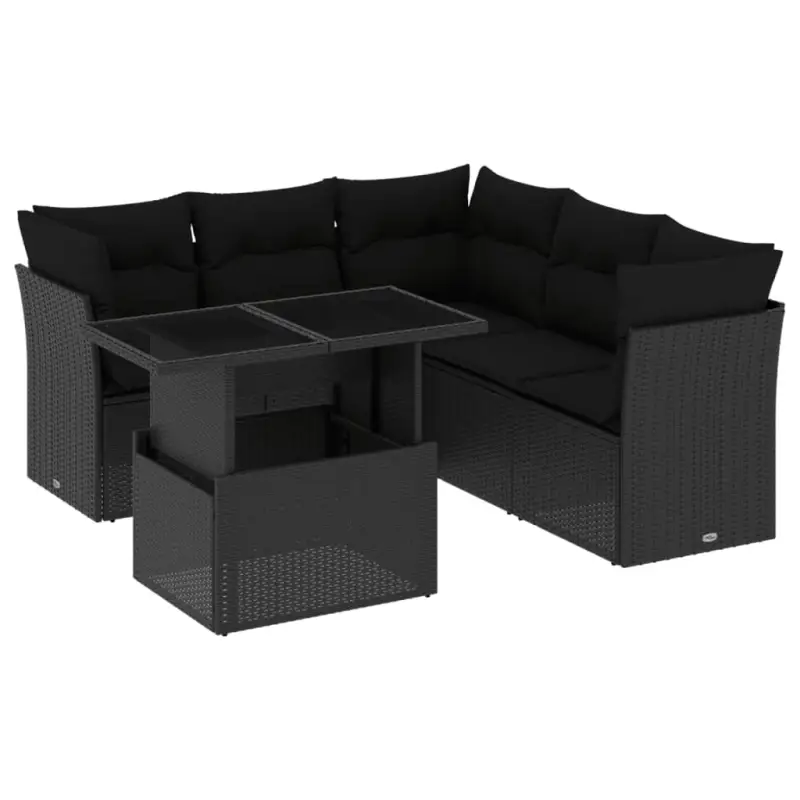 Zwarte loungeset met gepoedercoat staal en ideale afmetingen