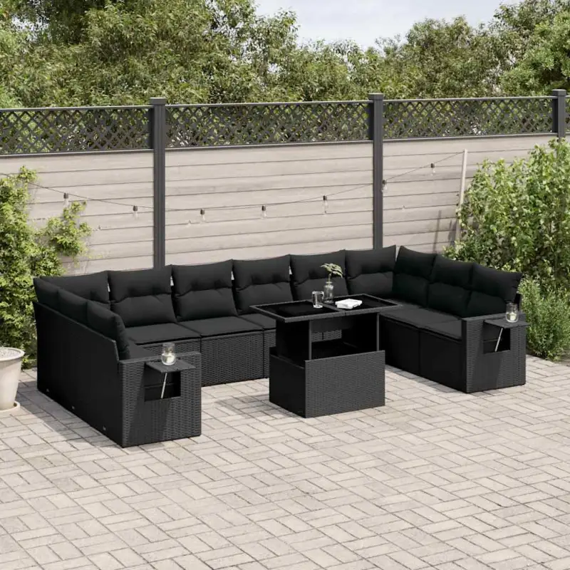 Zwarte loungeset met gepoedercoat staal voor buiten afgestemd op jouw tuin