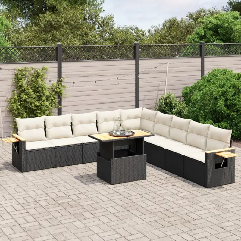 Zwarte loungeset van gepoedercoat staal met comfortabele zitafmetingen