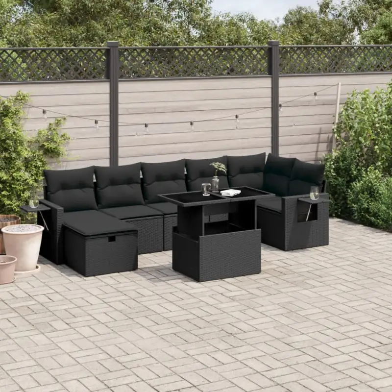 Zwarte loungeset van gepoedercoat staal voor buitenplezier