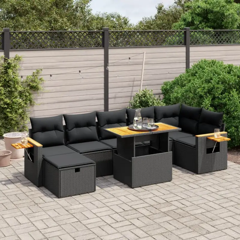 Zwarte loungeset van gepoedercoat staal voor tuin of terras