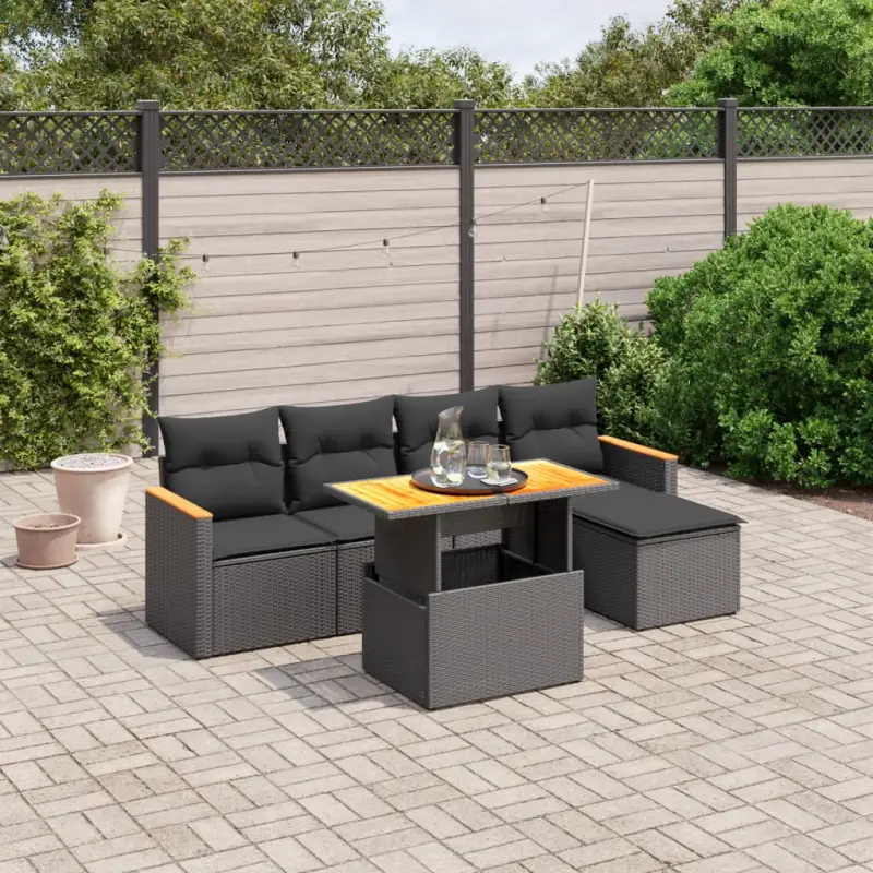 Zwarte loungeset van gepoedercoated staal voor uw tuin of terras