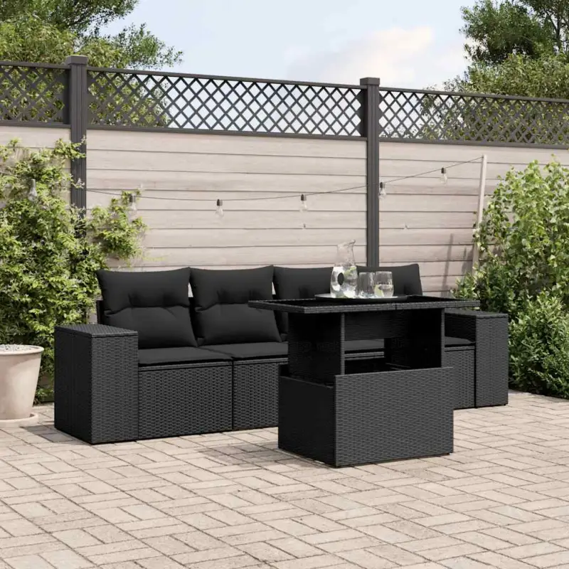 Zwarte tuinset met gepoedercoat staal voor comfortabel buiten genieten