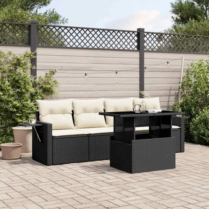 Zwarte tuinset met gepoedercoat staal voor comfortabel buitenleven