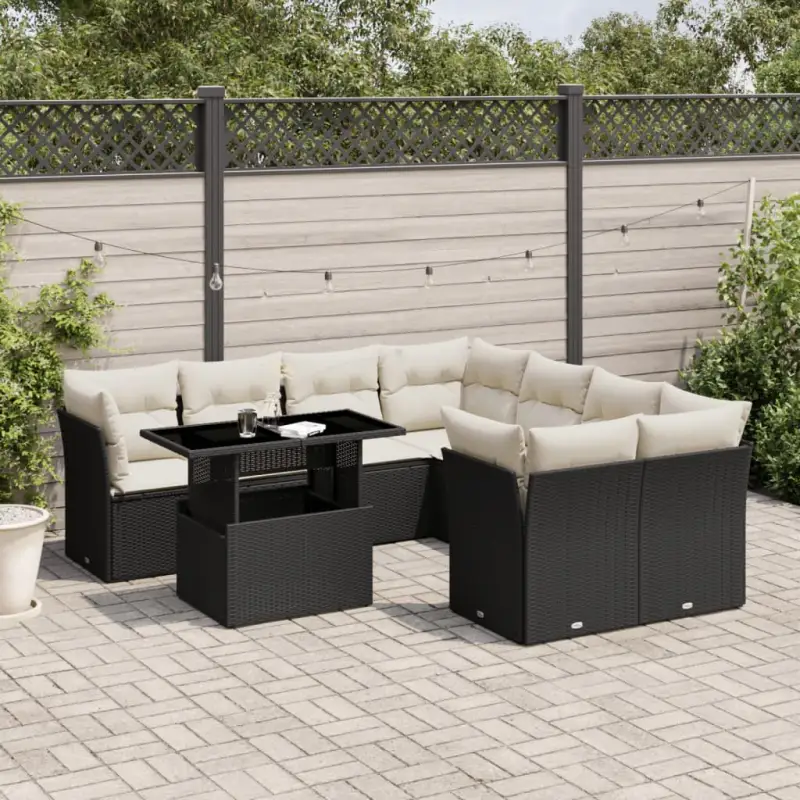 Zwarte tuinset met gepoedercoat staal voor comfortabele buitenruimte