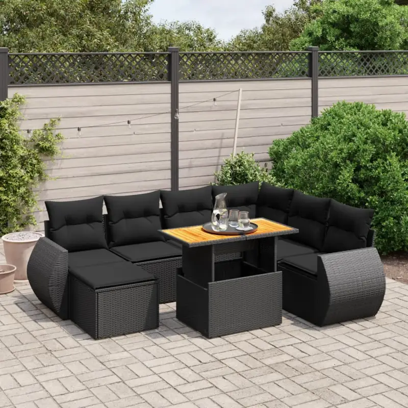 Zwarte tuinset met gepoedercoat staal voor terras en tuin ontspanning