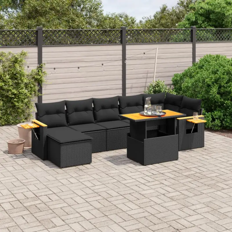 Zwarte tuinset van gepoedercoat staal voor comfortabel buiten genieten